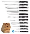 8 Set Table Knives Kitchen Knives Forks Honey Oak Knife Block Sharpener Cutting Board T146310