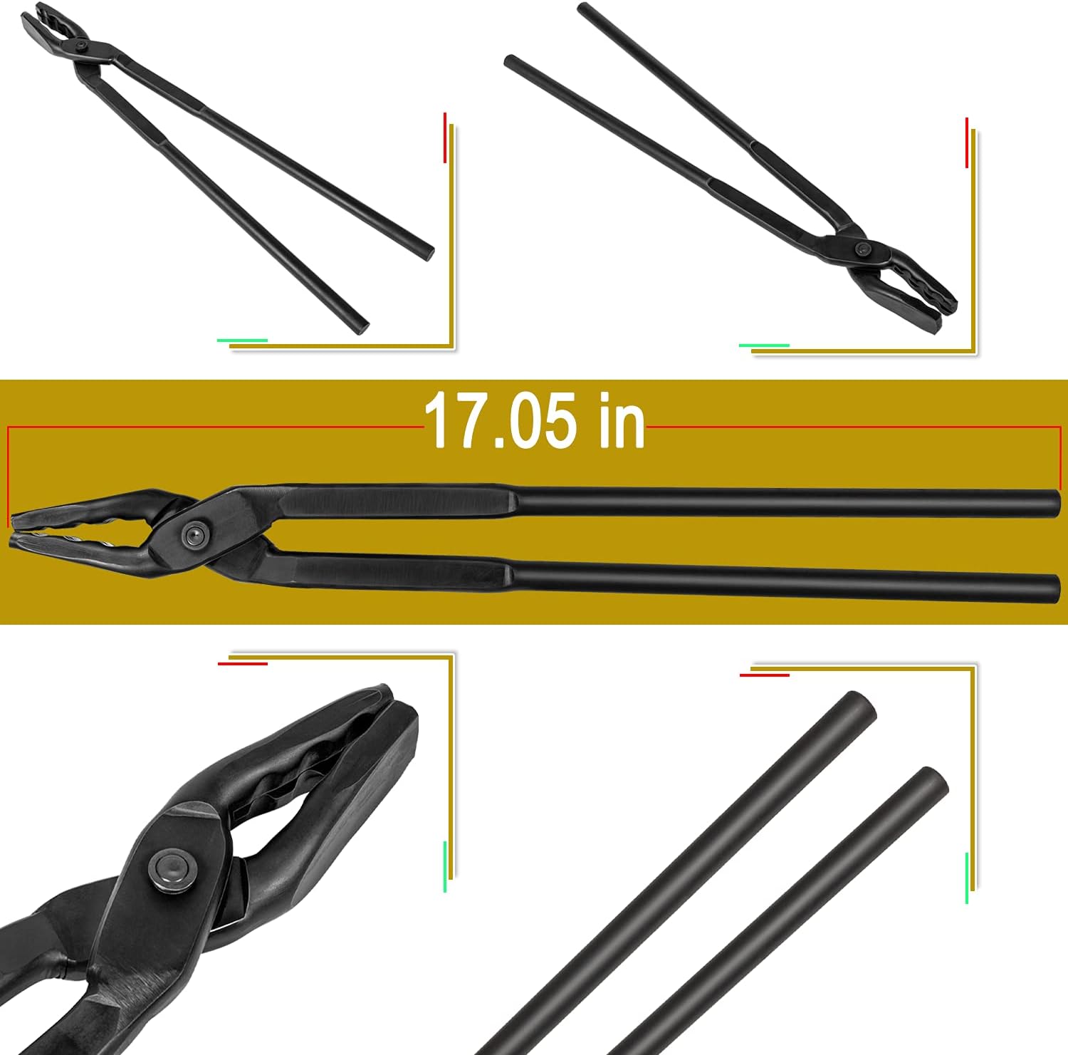 17” Wolf Jaw Tongs and Hammer Tool Set O1940