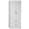 White 2-Door Wood Wardrobe Armoire with 2 Drawers V610147