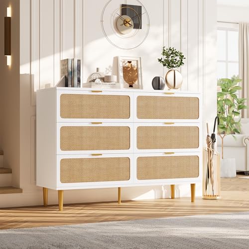 Black Rattan 5 Drawer Tall Dresser J61765