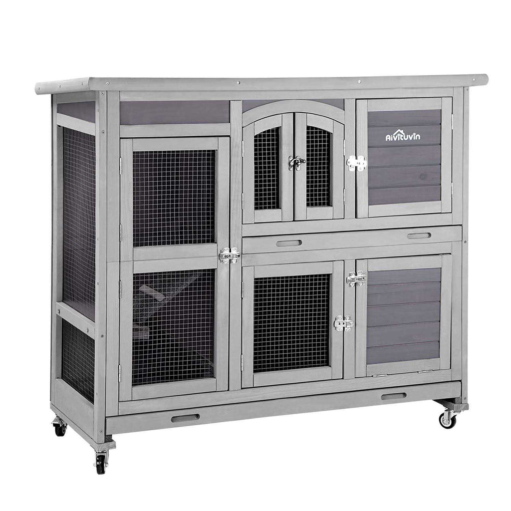 47 Two Story Rabbit Hutch Bunny Cage with Wheels L802