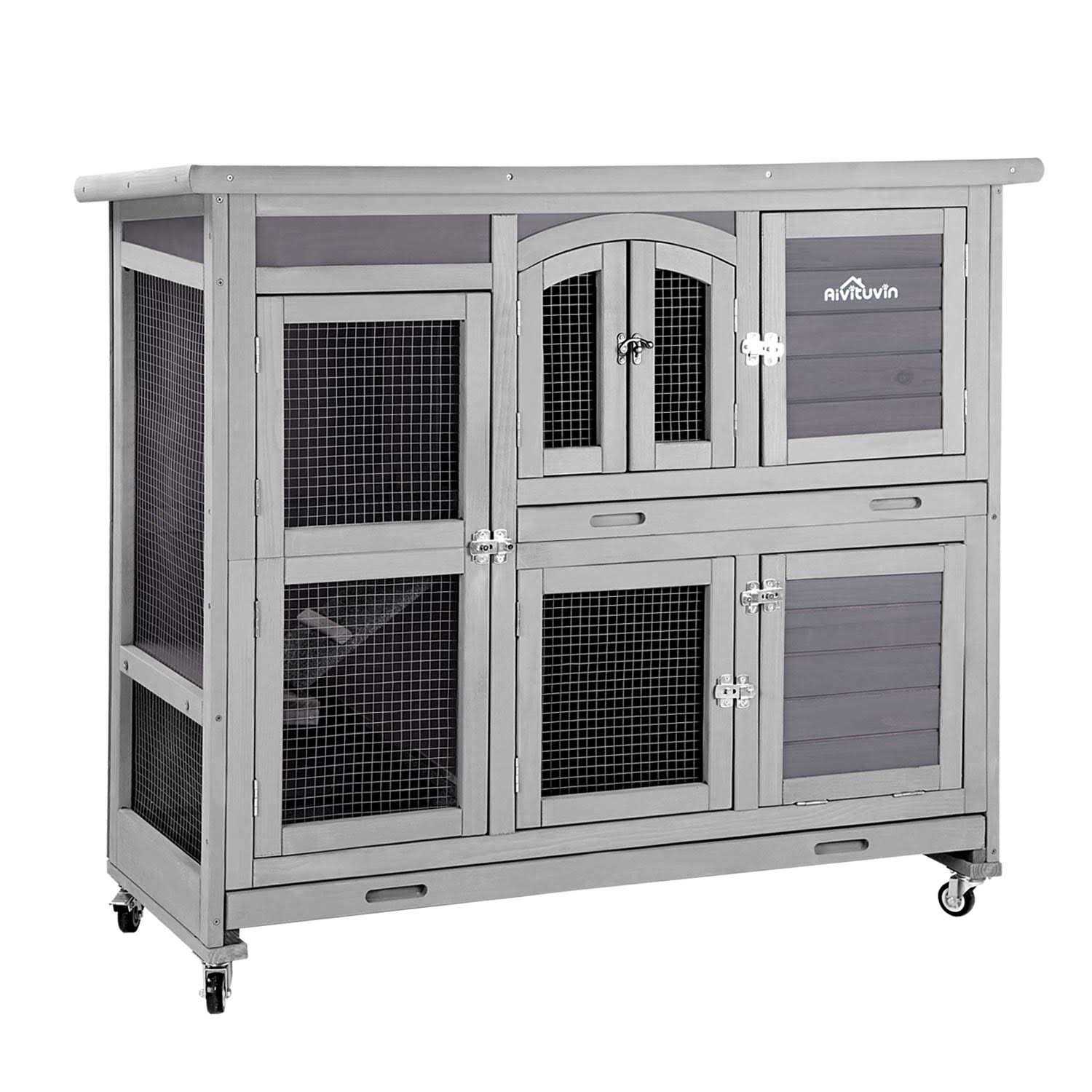 47 Two Story Rabbit Hutch Bunny Cage with Wheels L802