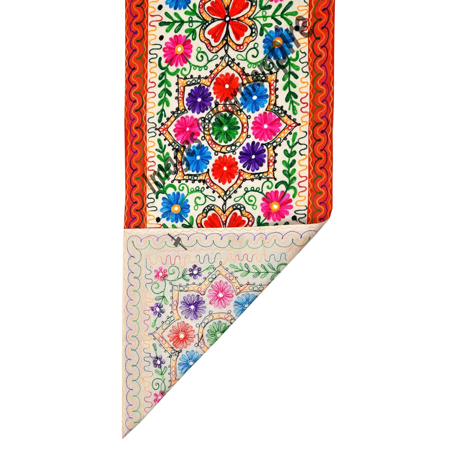 Hand Embroidery Boho Table Runner 18x60 Inch H703463