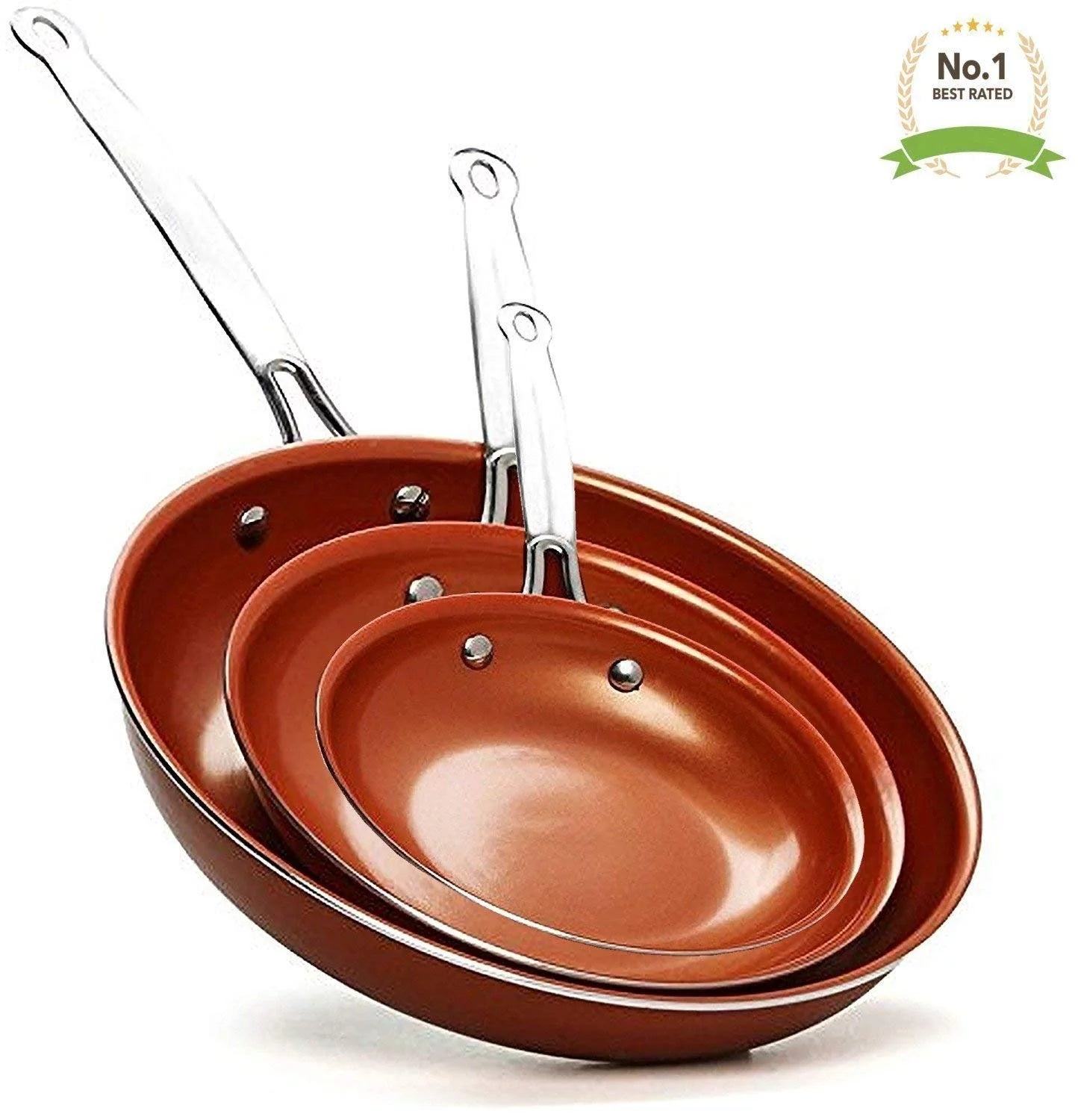 3 Piece Non Stick Copper Ceramic Pan Set G5359