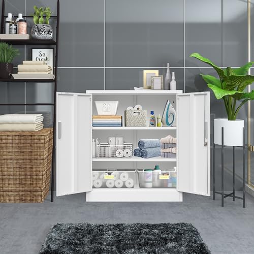 Black 36.2" H Metal Storage Cabinet with Shelves and Doors G52171