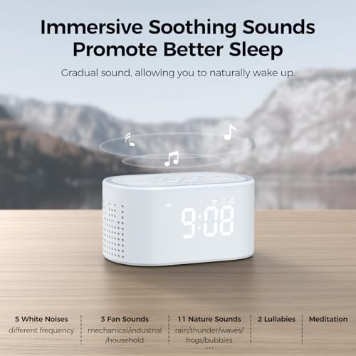 Blue Digital Alarm Clock with White Noise Sound Machine W693