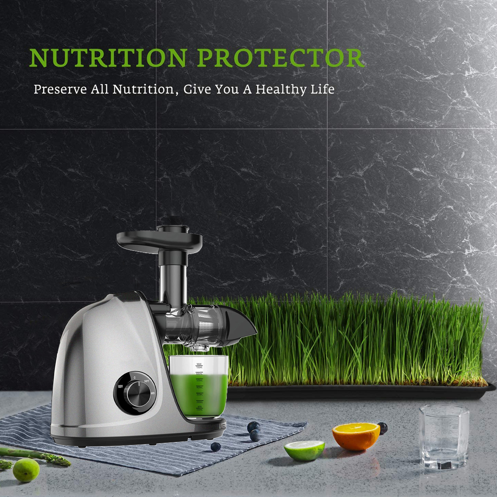 Cold Press Slow Juicer with 2-Speed Modes (Grey) J50692
