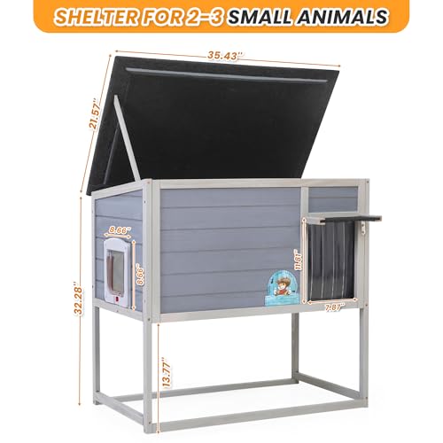 Weatherproof Insulated Outdoor Cat House with PVC Curtain M542