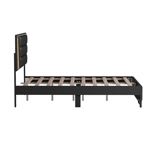 3-Pieces Queen Size Upholstered Bedroom Sets with LED Lights Y64225