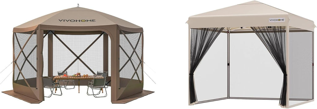 12x12ft Pop-Up Gazebo Screen Tent with Mosquito Netting T4589