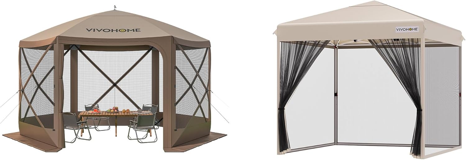 12x12ft Pop-Up Gazebo Screen Tent with Mosquito Netting T4589