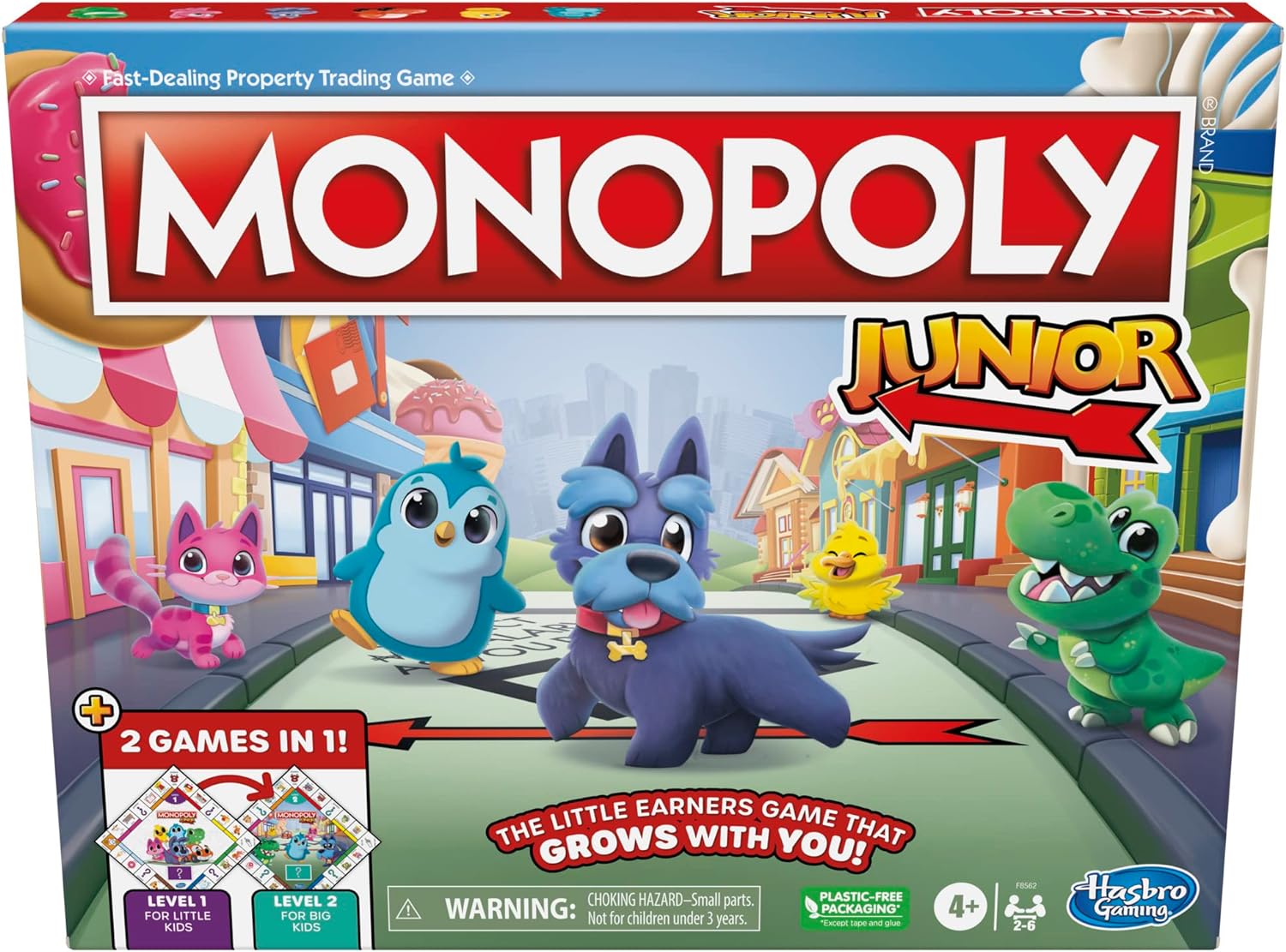 Monopoly Junior Board Game, 2-Sided Gameboard, 2 Games in 1 K26444