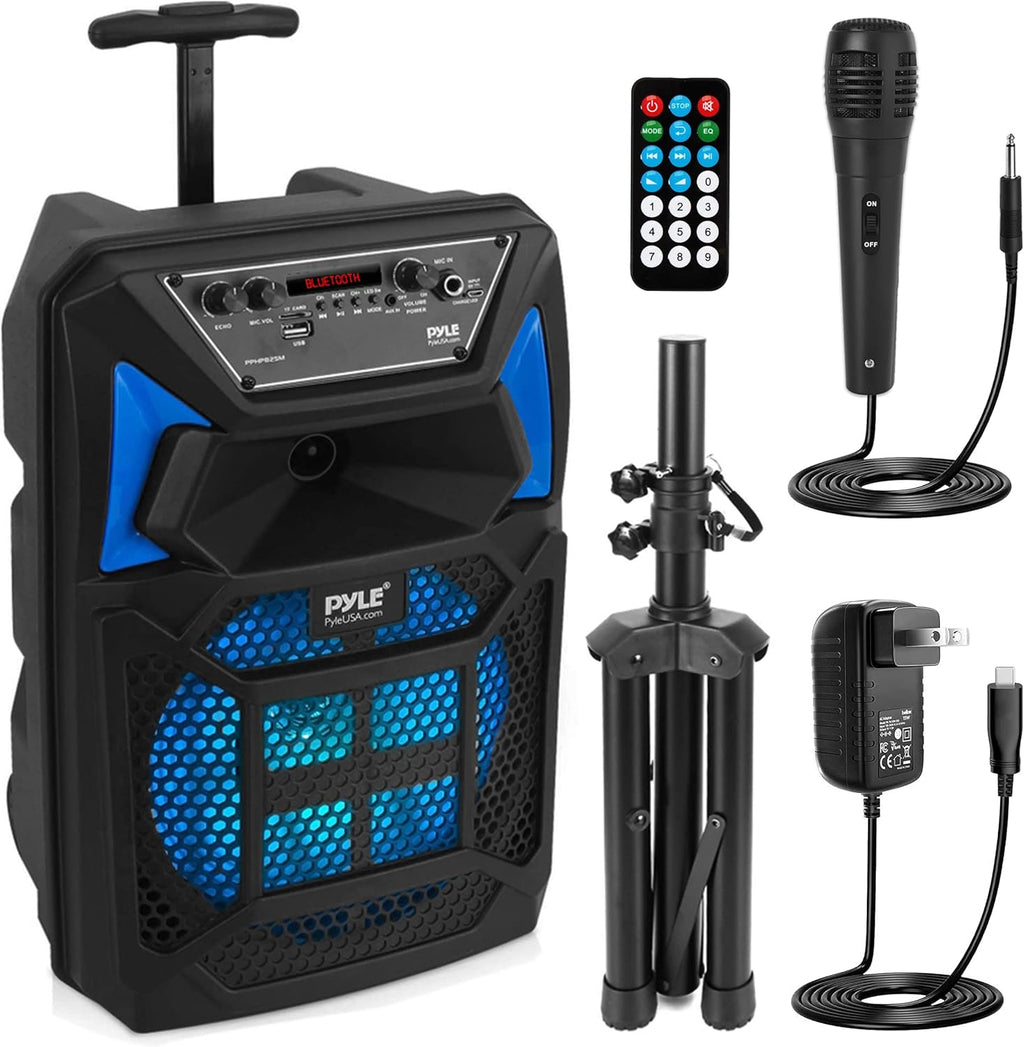 400W Portable Bluetooth PA Speaker System with Microphone and Rolling Wheels L2660