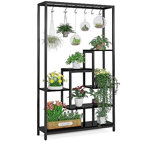 5-Tier Tall Metal Plant Stand, 70.9”, Black Z573435