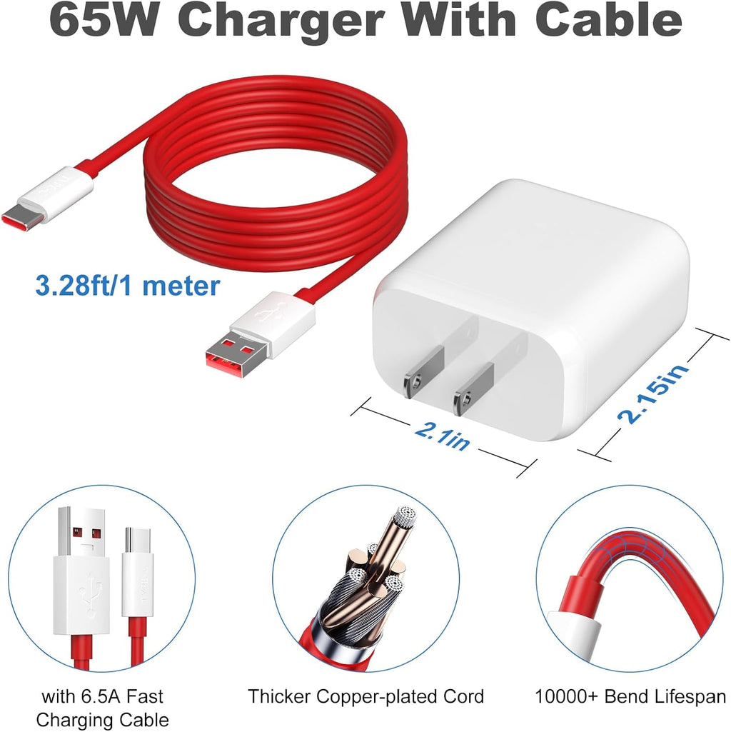 65W Rapid Wall Power Adapter with USB A to C Cable L519