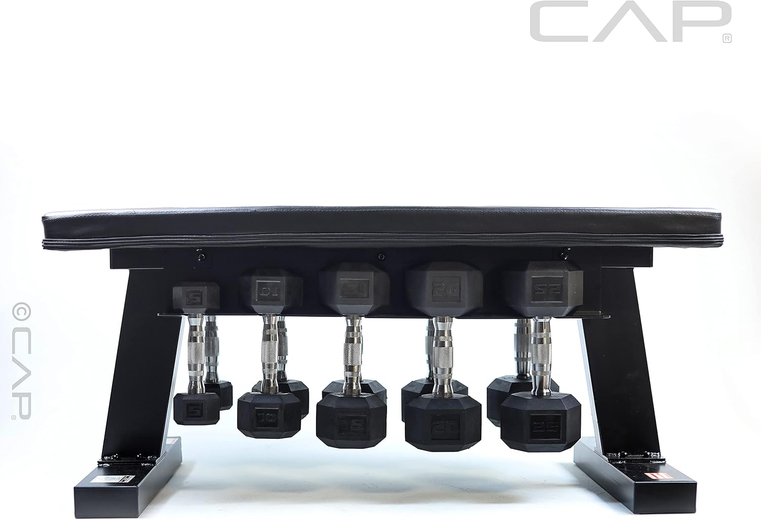 150 lb Hex Coated Dumbbell Set with Flat Bench U2898