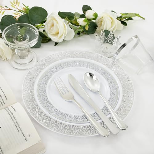 350pcs Silver Party Dinnerware Set B44653