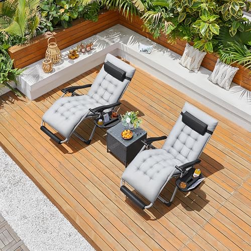 Gray Folding Reclining Lounge Chair with Removable Pad G170