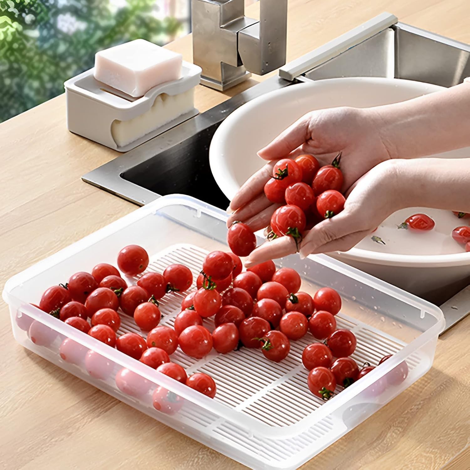 3-Piece Plastic Refrigerator Organizer Bin with Airtight Lids V32094