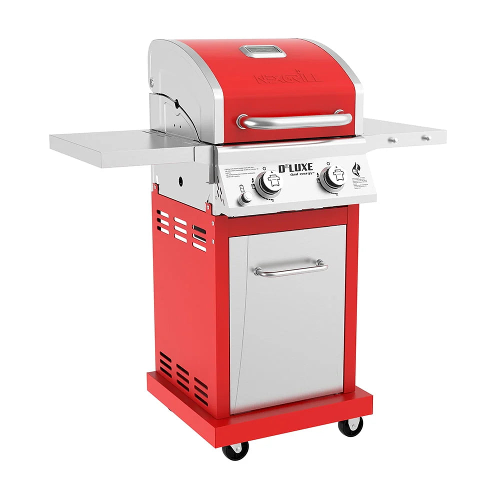 Silver & Black 2-Burner Propane Gas Grill with 2 Foldable Shelves U296237