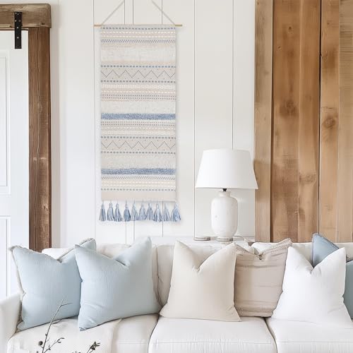 Cream Beige 16x39 INCH Woven Tassel Wall Hanging Tapestry H7745