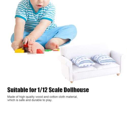 Miniature 2-Seat Sofa with Blue Flower Pattern Cushion Z88605
