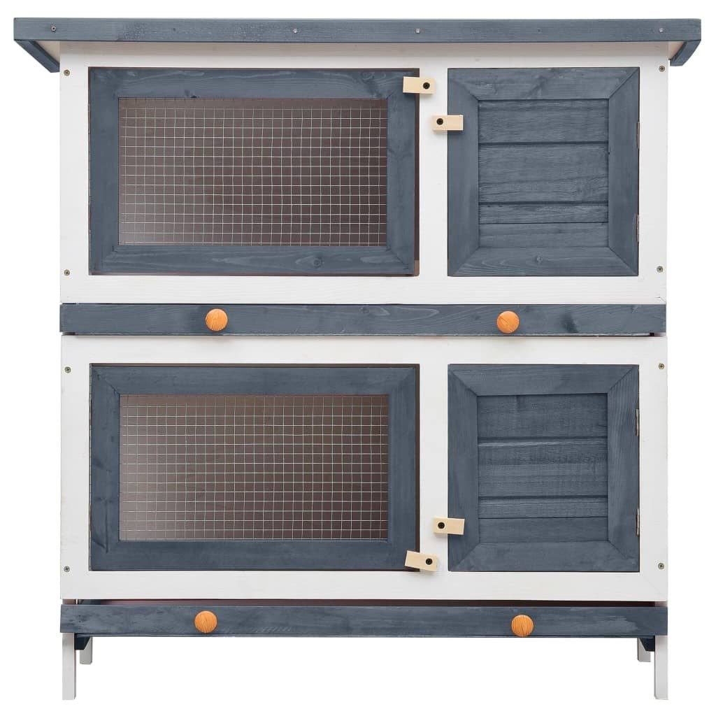 Gray Wood Rabbit Hutch with 2 Trays A69105