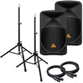 12-Inch Bluetooth Speaker Pair with Stands & Cables S3164
