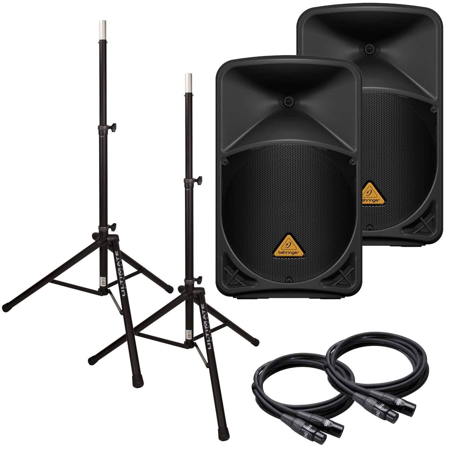 12-Inch Bluetooth Speaker Pair with Stands & Cables S3164