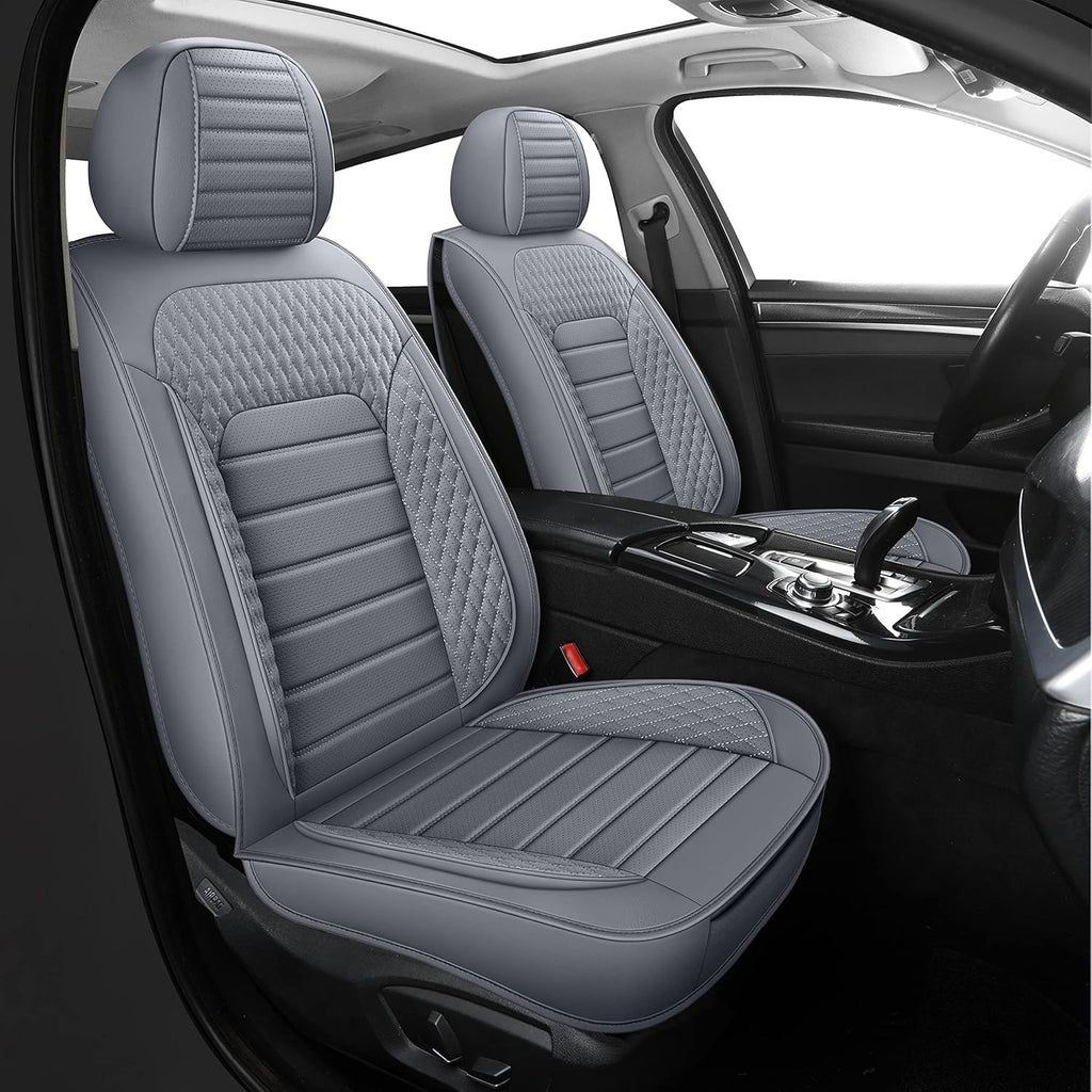 Grey Faux Leather Car Seat Covers Full Set (Front only) P18097