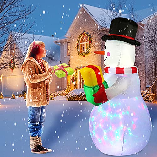 5ft Inflatable Snowman with Built-in Rotating LED Lights F3462