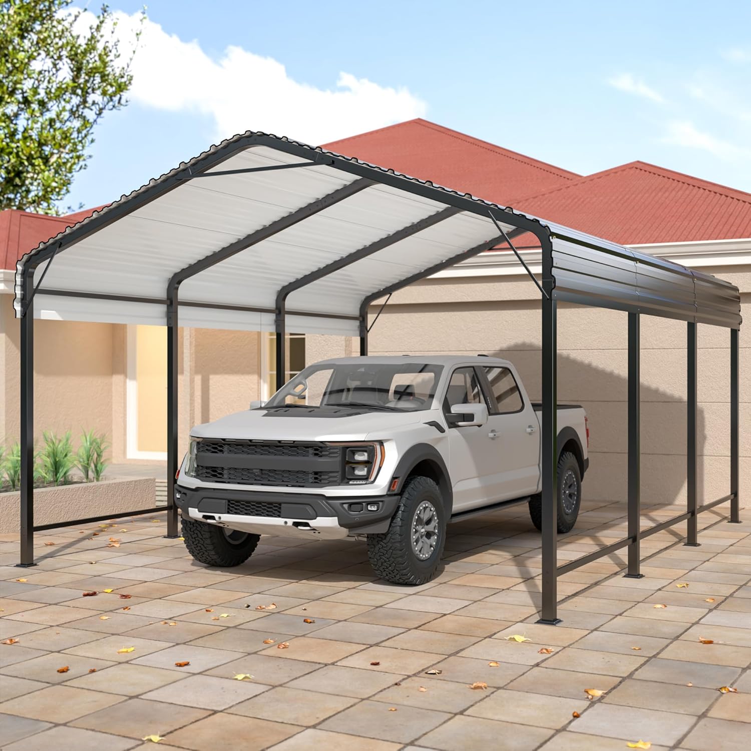 10x15 Metal Carport Heavy Duty Galvanized Car Shelter I333155