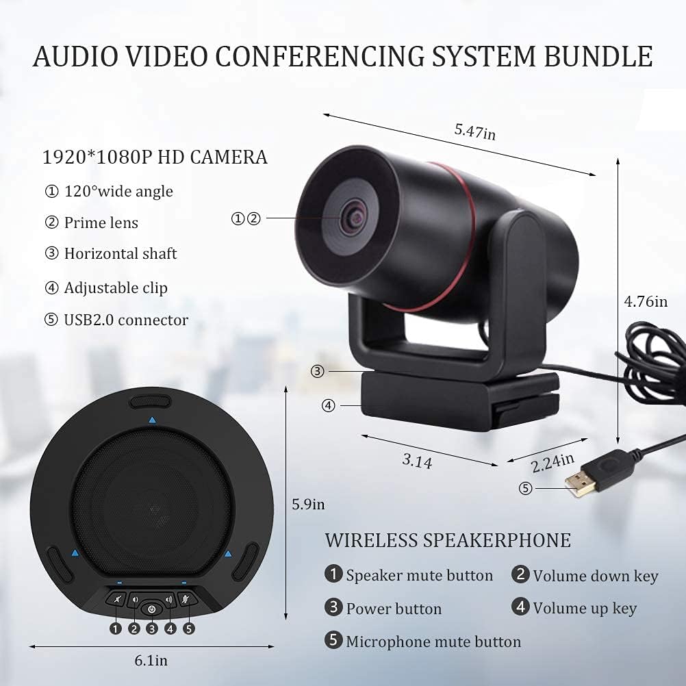 2.4G Wireless Conference Speaker HD1080P Conference Room Camera Bundle L707749