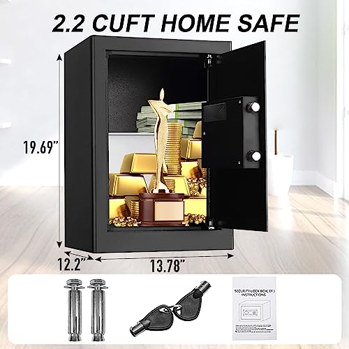 Black 2.0 Cuft Electronic Digital Security Safe Box with Internal Light Y573471