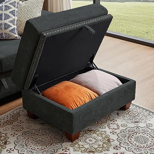 Beige Microfiber L Shaped Sectional Sofa with Storage Chaise H25164