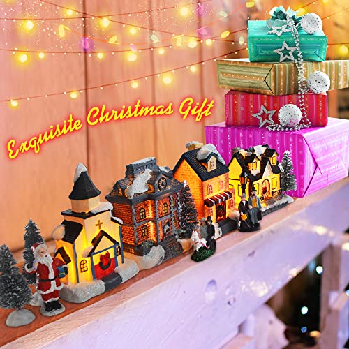 LED Lighted Christmas Village Houses with Figurines U1016