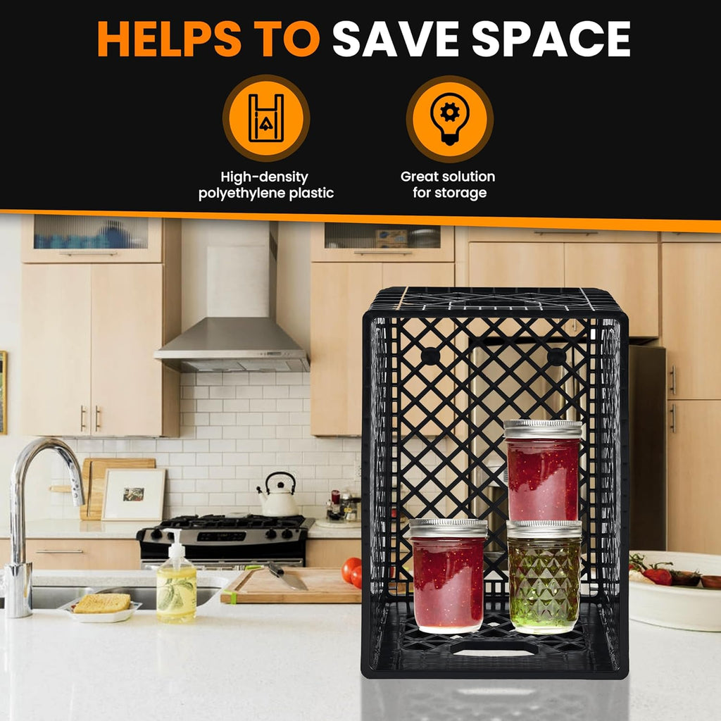 Black 24QT Heavy-Duty Plastic Milk Crate N621