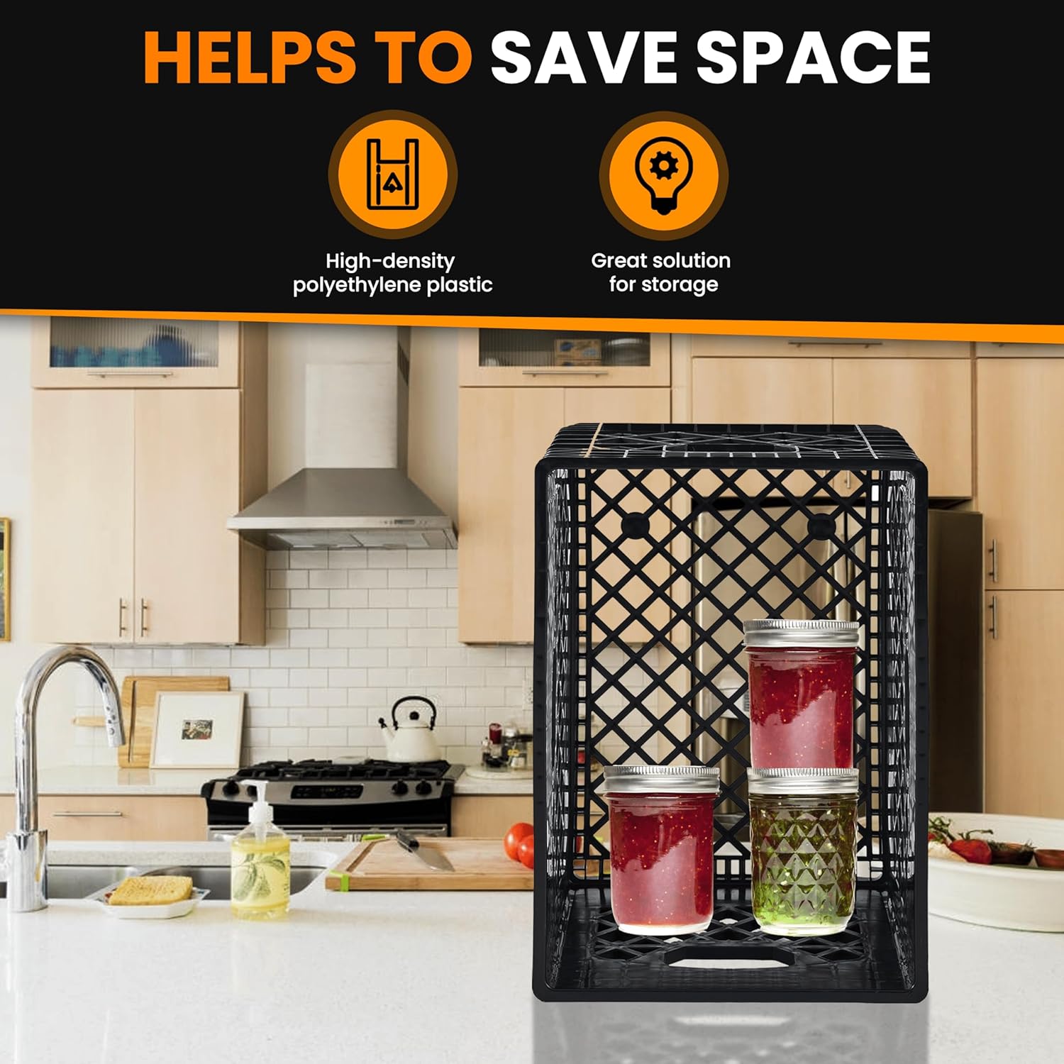 Black 24QT Heavy-Duty Plastic Milk Crate N621