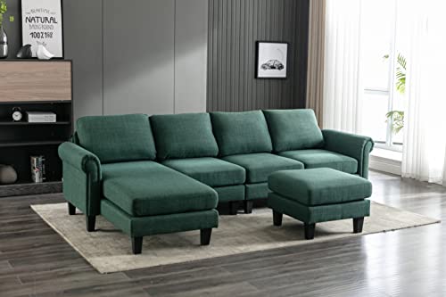 Black 70.5" Convertible Sectional Sleeper Sofa Bed with Solid Wood Frame Z28496