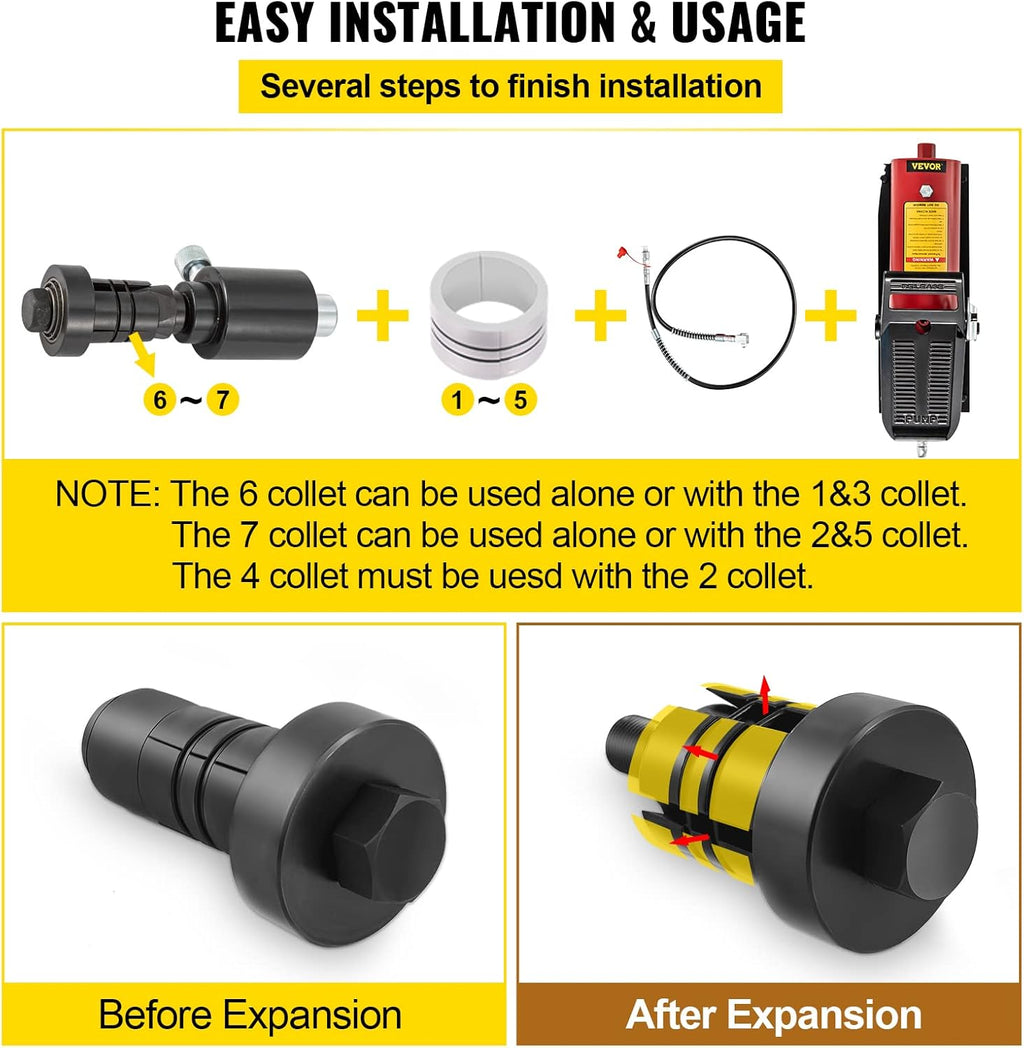 Hydraulic Exhaust Pipe Expander, 1-5/8 to 4-1/4 Size, 10 T, with 4 Dies and 2 Storing Cases P33014