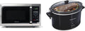900 Watts 0.9 cu ft Countertop Microwave with LED Lighting & 10 Quart Slow Cooker with Lid Lock N9016