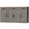 Ash Grey Wood Buffet Cabinet with 3 Drawers and 4 Doors Y504401