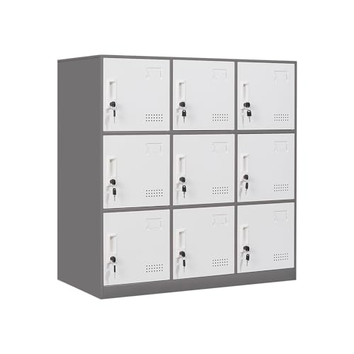 9 Door Grey & White Steel Locker E28197