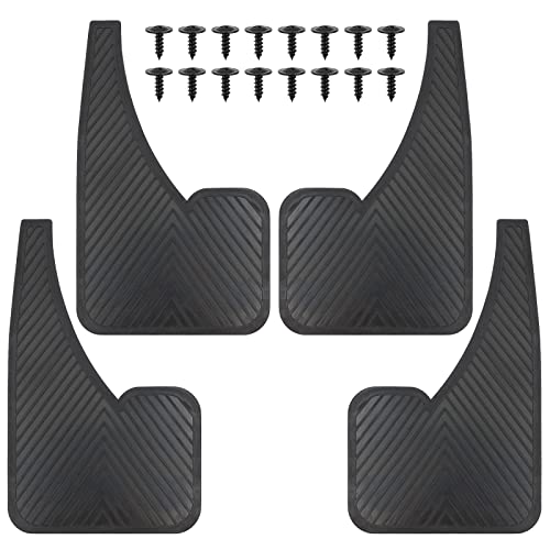 Black Rubber Mud Flaps (4 Pack) with Fastener Rivet Clips U828