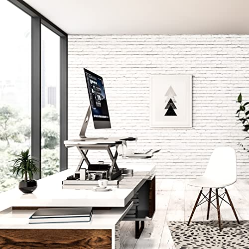 Black Electric Standing Desk Converter with Keyboard Tray and USB Port C750