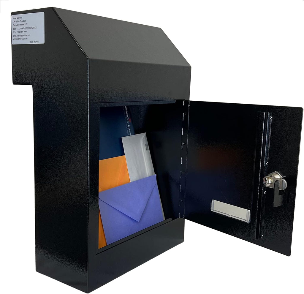 Through The Door Locking Steel Mailbox with Rear Access (Black) J24190
