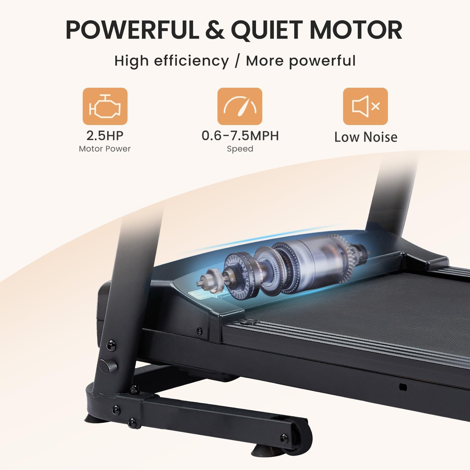 2.5 HP folding treadmill with 3-speed incline adjustment and 12 preset programs P2609