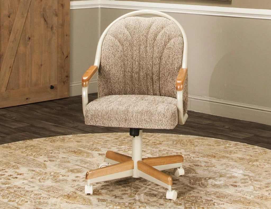 Swivel Tilt Caster Arm Chair in Wheat Tweed Fabric V506012