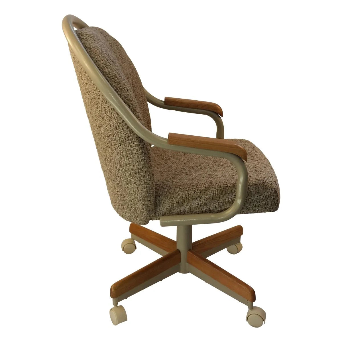 Swivel Tilt Caster Arm Chair in Wheat Tweed Fabric V506012
