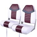 High back Folding Boat Seat, White/Burgundy/Navy, 2 seats R969074